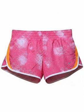 NWT L Nike Girls Pink Athletic Running Shorts with Orange Trim 558886